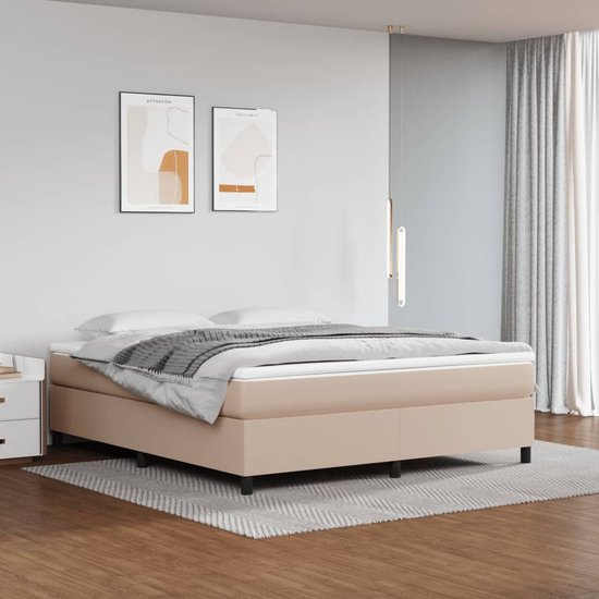 The Living Store Boxspringbed - Cappuccino - Kunstleer - 160 x 200 cm - Pocketvering