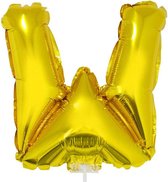 Gouden opblaas letter ballon W op stokje 41 cm
