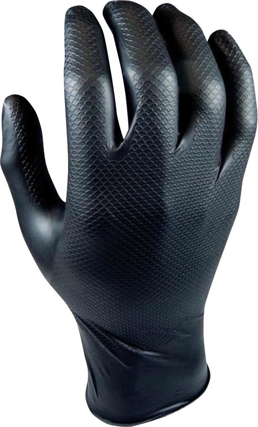 Foto: M safe nitril grippaz handschoenen 246bk zwart maat l 50 stuks