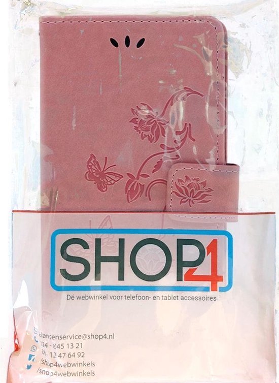 Shop4 Samsung Galaxy Note 10 - Etui Portefeuille Fleurs Papillon Rose