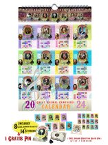 Calendrier des Animaux de la Musique classique 2024 - Calendrier mensuel - avec 8 cartes postales et 14 Autocollants - Grands compositeurs d'animaux - A4