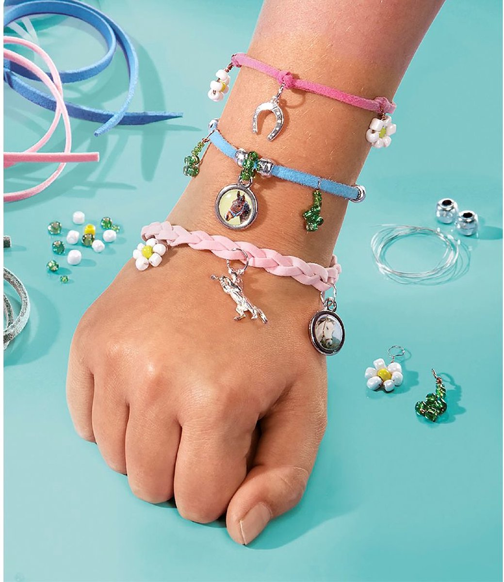 Totum Pretty Pony - knutselset paarden sieraden maken - bedel armbandjes maken met hoefijzer en paardenbedels - creatief speelgoed meisjes knutselset - cadeautip — afbeelding 6