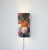 Packlamp - Wandlamp - Stilleven met bloemen in een glazen vaas - De Heem - 29 cm hoog - ø12cm - Inclusief Led lamp