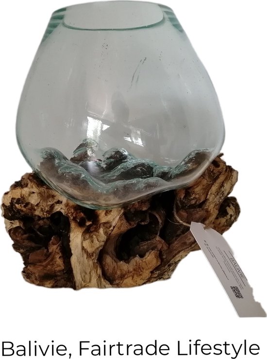 Balivie - Vaas - Gesmolten Glas Op Stronk - 28x22x26cm