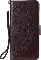 Shop4 - Geschikt voor Samsung Galaxy S21 Plus Hoesje - Wallet Case Mandala Patroon Donker Bruin
