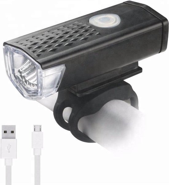 JN 400lm Waterdichte oplaadbare fietslamp - voorlicht- 400 lumen - Superfelle fietsverlichting met USB-kabel - Zwart - koplamp - voorlamp fiets - JN