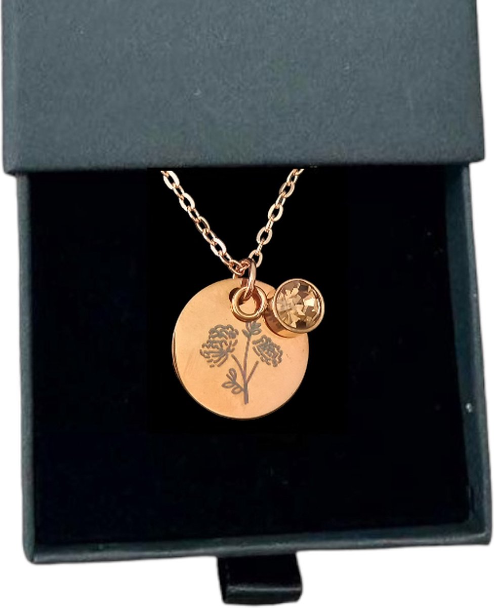 Goedkoopste Rosey’s® - Geboortesteenketting november - Geboortesteenketting - rose gold - Geboortesteen november - Geboortesteen - Birth stone - Gepersonaliseerde ketting - Babyshower - Kraamcadeau - Moederdag cadeau - Geboortesteen ketting November
