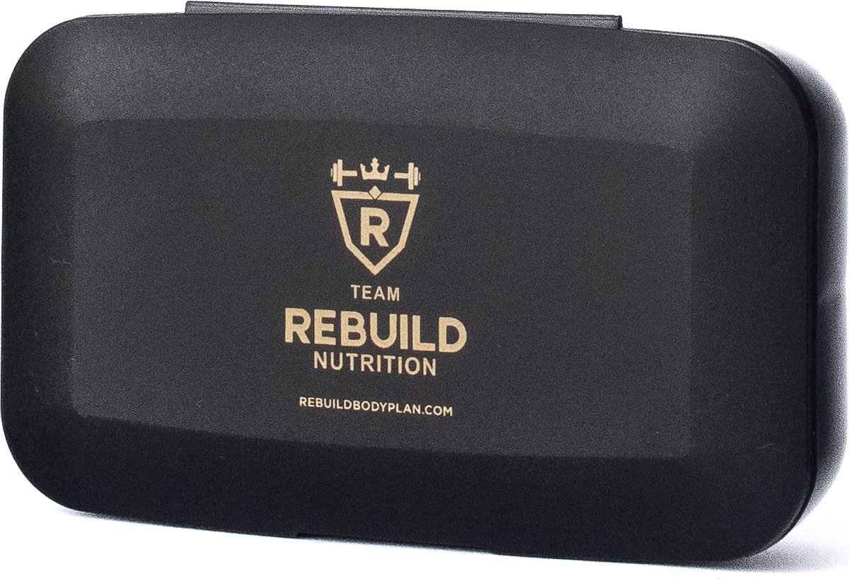 Rebuild Nutrition Pillendoosje - Zwart - Voor Vitaminen en Supplementen - Handig Opbergdoosje