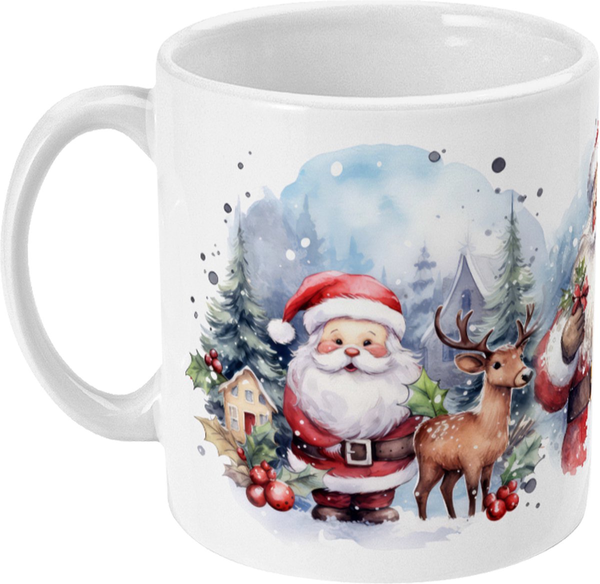 Kerst Mok Beker Kerstmannen - Watercolor Illustratie - Keramiek - 0z11 350ml