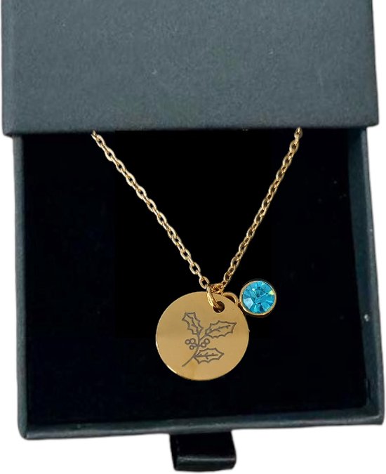 Rosey’s® - Geboortesteenketting december - Geboortesteenketting - Geboortesteen - Birth stone - birth flower - Gepersonaliseerde ketting - Babyshower - kraamcadeau - moederdag - sint cadeau vrouw - kerstcadeau vrouw - geboortesteen ketting december