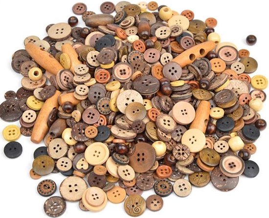 Foto: 600 delige set natuurlijke houten knopen perfect voor decoratie scrapbooking en creatieve projecten