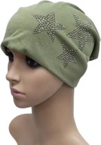 Bonnet de chimio - Bonnet - Vert - Étoiles - Strass - Taille Unique (36067#)
