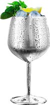 Wijnglas, 350 ml, roestvrij staal, rode wijnglazen, onbreekbare wijnglazen, champagne- en cocktailglazen, geschikt voor feestjes en outdoor-evenementen (zilver)