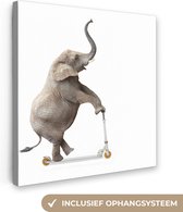 Canvas Schilderij Step - Olifant - Wit - 50x50 cm - Wanddecoratie