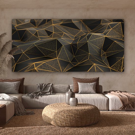 DHHXY Zwarte en gouden rock canvas wanddecoratie, woonkamer abstracte