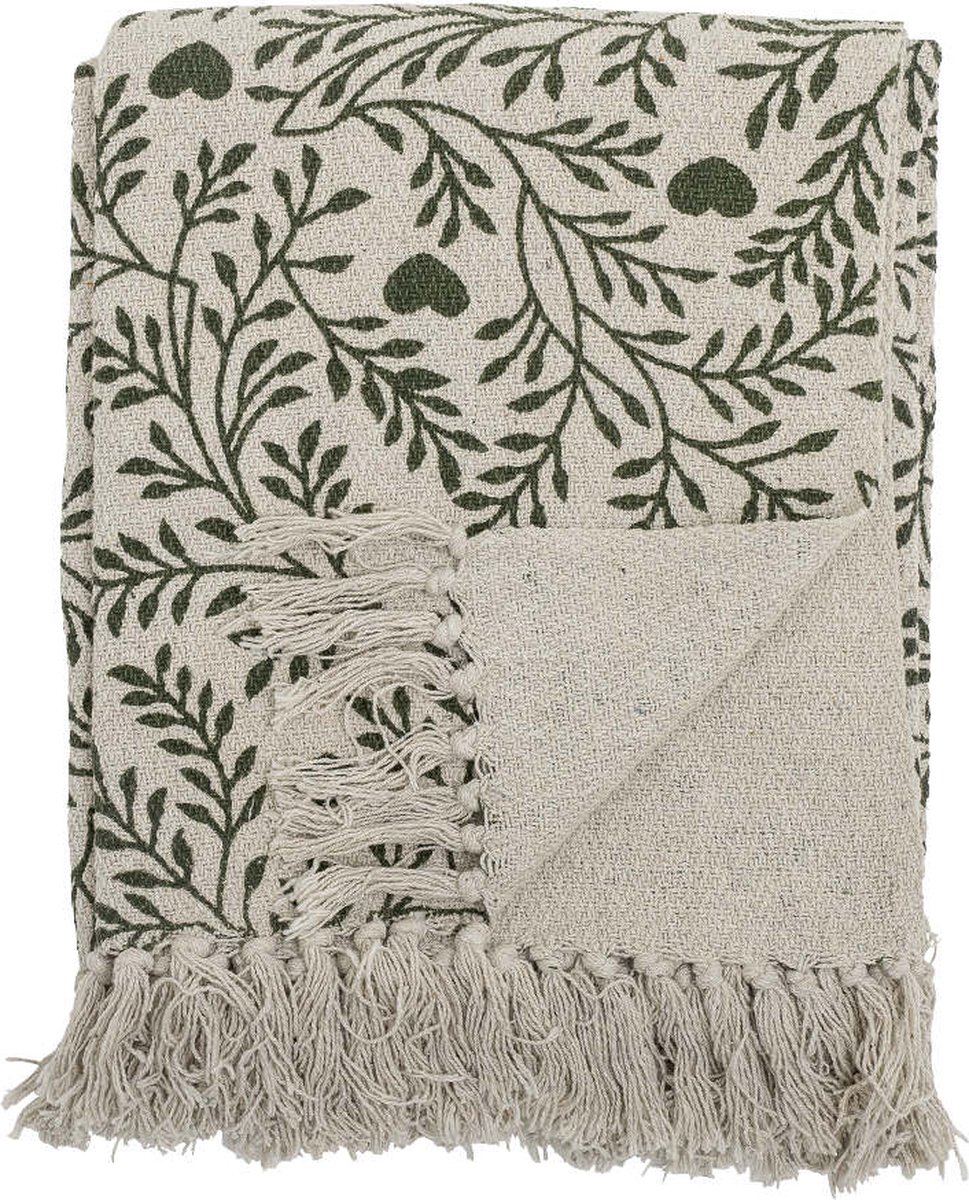 Maribelle plaid met franjes / floches - 160 x 130 cm - recycled katoen