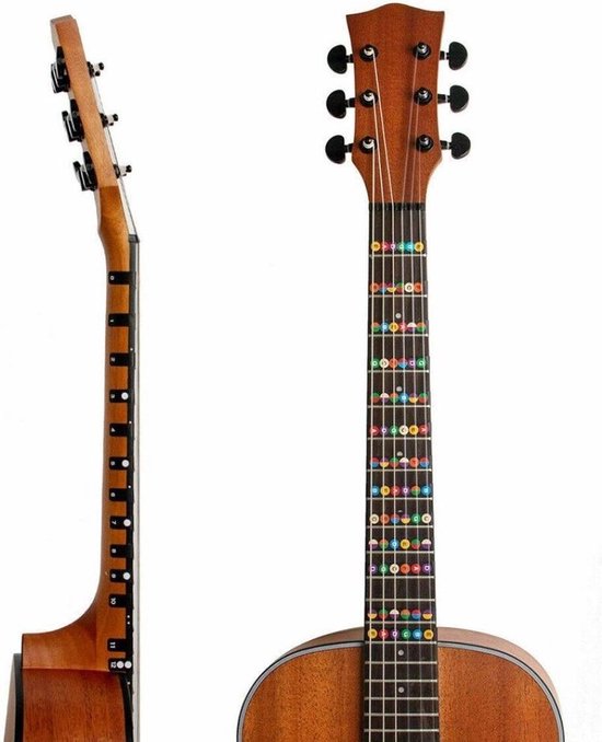 CHPN - Gitaar sticker - Oefensticker voor gitaar - Fretboard - Fretboard Labels voor 6-snarige Akoestische en Elektrische Gitaren - Notities Map Stickers & Decals - Gitaar leren spelen - Noten stickers