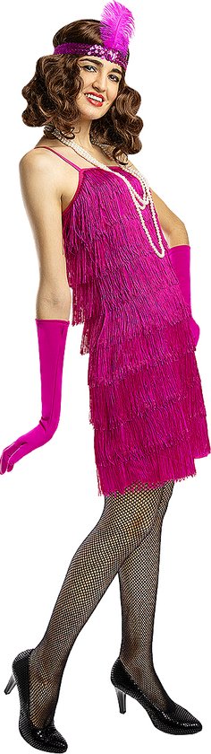 Funidelia | 1920s Flapper kostuum in roze voor vrouwen - De jaren '20, Cabaret, Gangster, Decennia - Kostuum voor Volwassenen Accessoire verkleedkleding en rekwisieten voor Halloween, carnaval & feesten - Roze