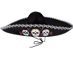 Funidelia | Mariachi Hoed Voor voor mannen - Mexicaanse schedel, Halloween, Day of the Dead (Dia de los Muertos), Horror - Accessoires voor Volwassenen, kostuum accesoires - Zwart