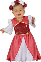Funidelia | Middeleeuws prinsessenkostuum met bloemen voor baby - Middeleeuwse, Middeleeuwen, Prinsessen, Koningin - Kostuum voor baby Accessoire verkleedkleding en rekwisieten voor Halloween, carnaval & feesten - Maat 81 - 92 cm - Bordeaux rood
