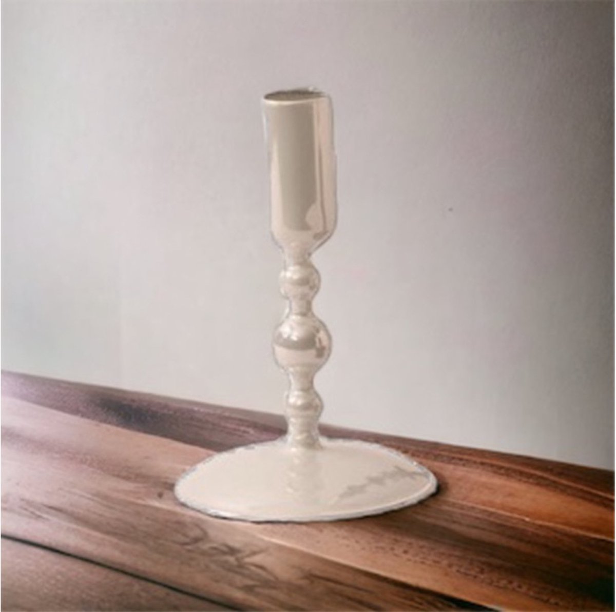 Kandelaar glas 10x10x15cm metallic Off White