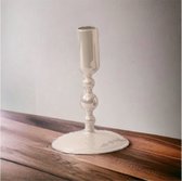 WinQ! Kandelaar glas 10x10x15cm-Kaarsenhouder Metallic Off White geschikt voor dinerkaars-woonkamer decoratie-cadeau