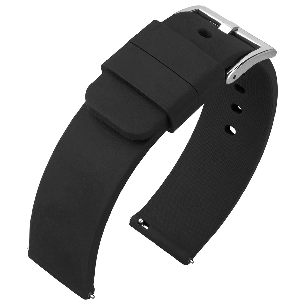 Silicone Rubberen Horlogebandje- Makkelijk Zelf te Monteren - Zwart 22mm
