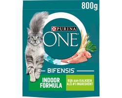 6x Purina ONE Indoor - Kattenvoer - Kalkoen & Volkoren Granen - 800g