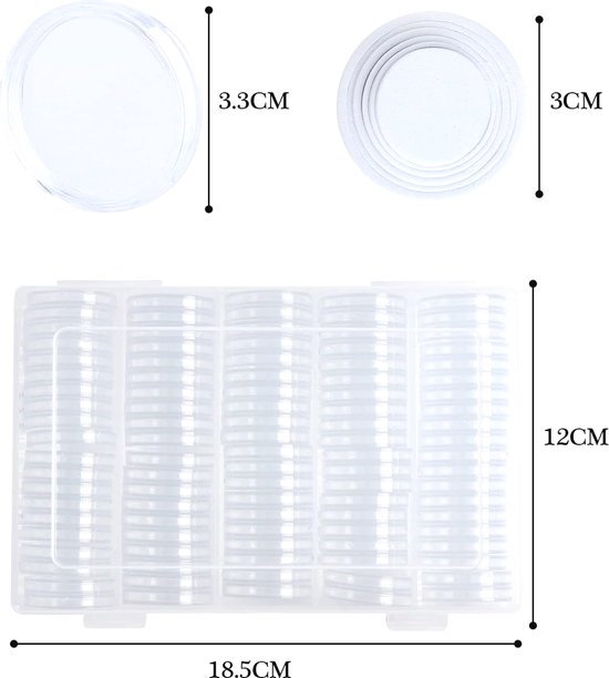 Fippy Coffret De Rangement Pour Pièces – 100 Capsules 18-30 Mm Et Boîte En Bois