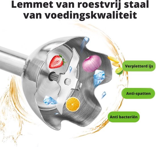 Happyment 4-in-1 Staafmixer Set - Hakmolen - Hand Blender - 6 snelheden - 1200W - Incl. Accessoires van Happyment — afbeelding 4