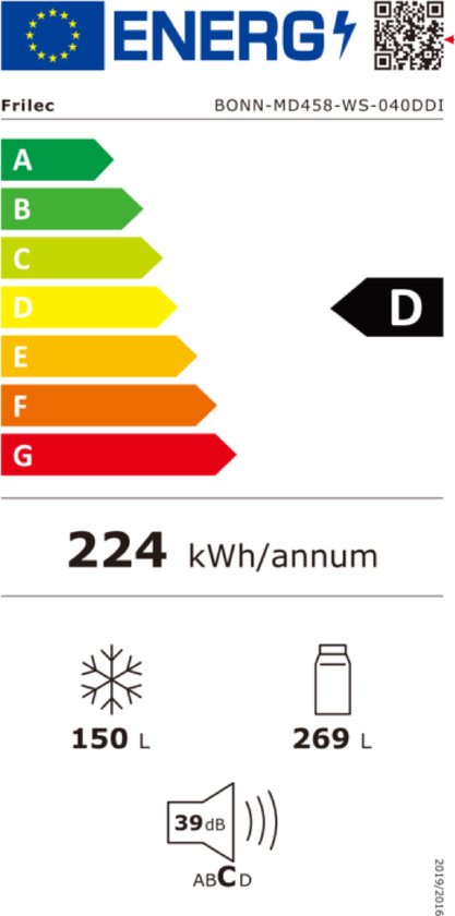 Frilec BONN-MD458-WS-040DDI - Amerikaanse koelkast - No-Frost - 5 Jaar Garantie - Dark Inox - 419 liter