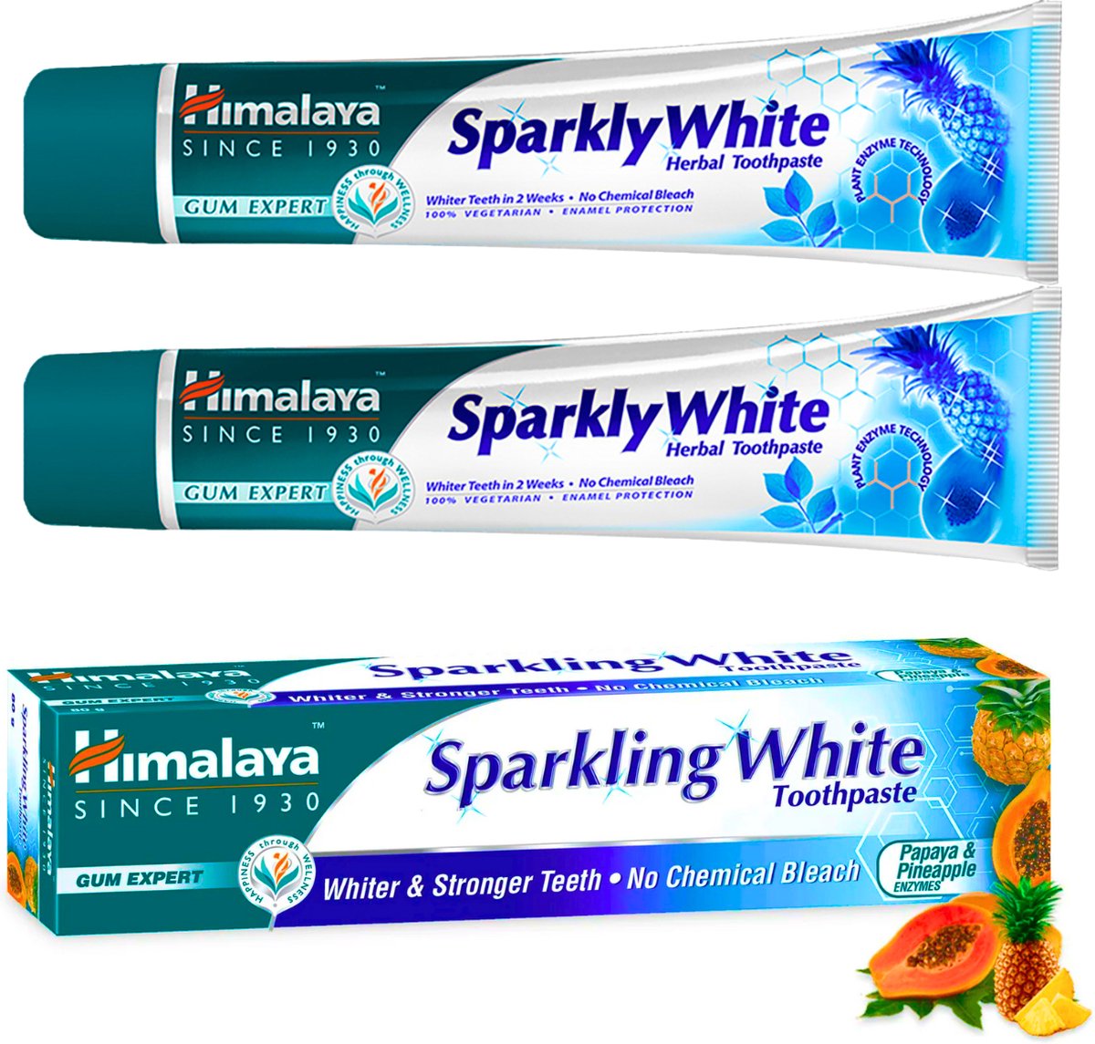 Himalaya Sparkly White Tandpasta - Kruidentandpasta - 2 x 75ml - Whitening Tandpasta - Tandpasta Zonder Fluoride