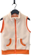 Ducksday - fleece bodywarmer voor kinderen - teddy sherpa - unisex - ecru - oranje - maat 134/140