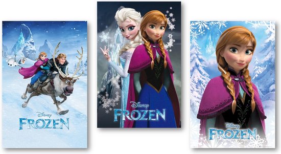 Frozen poster - Set van drie posters - Disney - Elsa - Anna - Kristoff - 61 x 91.5 cm