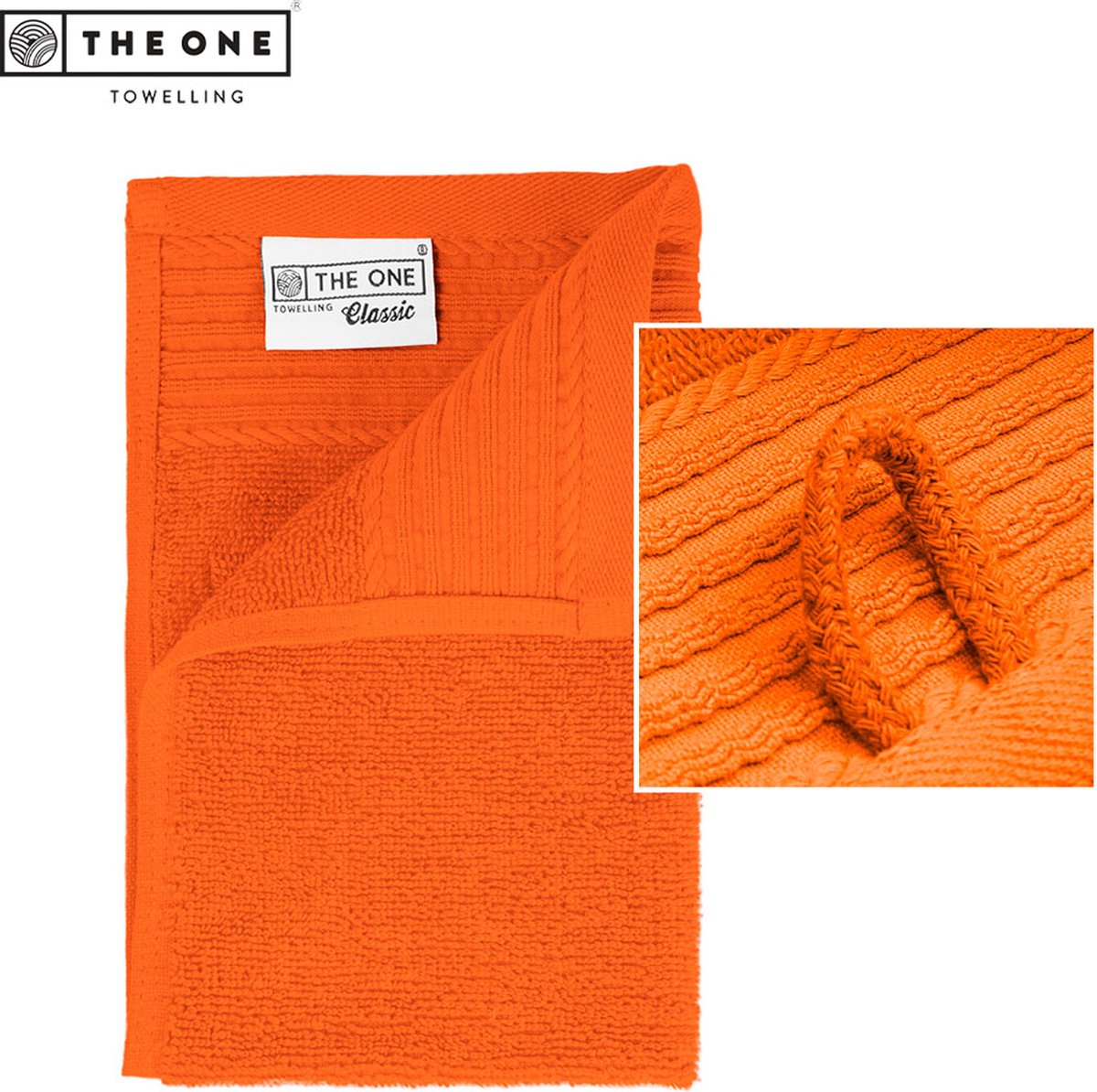The One Towelling Classic Gastendoek - Kleine handdoek - Hoge vochtopname - 100% Gekamd katoen - 30 x 50 cm- Oranje - The One towelling