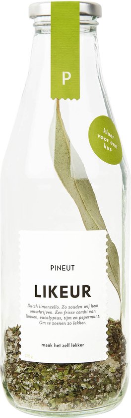 Foto: Pineut likeur limoen likeurfles 750 ml limoncello alternatief diy pakket klaar voor een kus likeurdrank jenever of wodka origineel cadeau feestelijk gezellig genieten