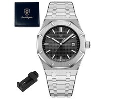Horloge voor heren Mannen horloge - Heren horloge - Horloge heren - Waterdicht - Zilver - 41 mm - Incl. Opbergdoos & Verkleiner - 2023 Model - Poedagar