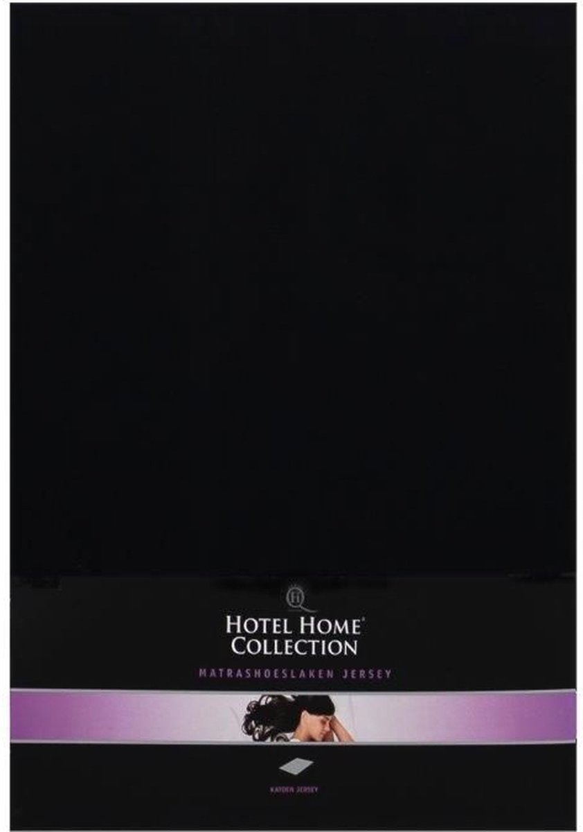 Hotel Home Collection - Jersey Hoeslaken - 190/200x200+30 cm - Zwart