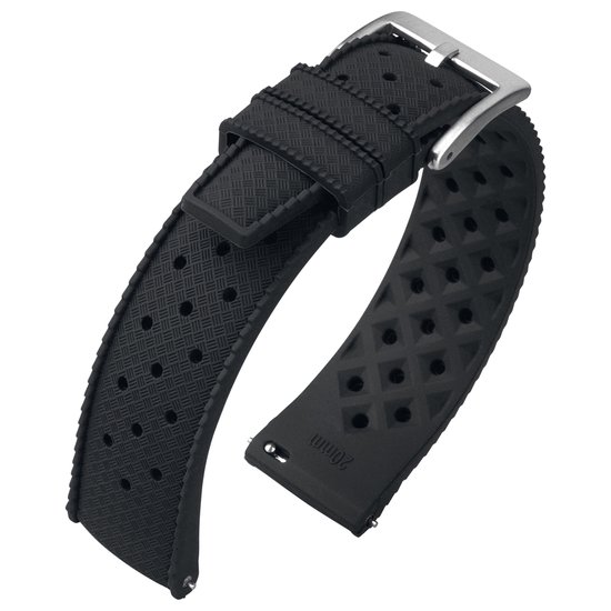 Tropic Style Basket Weave Horlogebandje Silicone Rubber Zwart 18mm