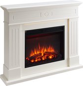 Elektrische Sfeerhaard Leandros Wit 24.9 x 110 x 95 cm – 2000 Watt - Realistisch 3D vlammeneffect - Met afstandsbediening