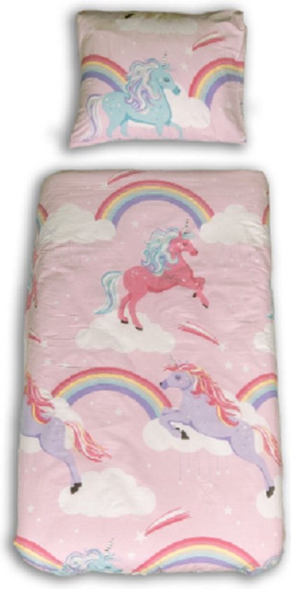 Decoware® baby dekbedovertrek - Unicorn - Rainbow - Katoen - Ledikant - 100x140 + 40x60 cm