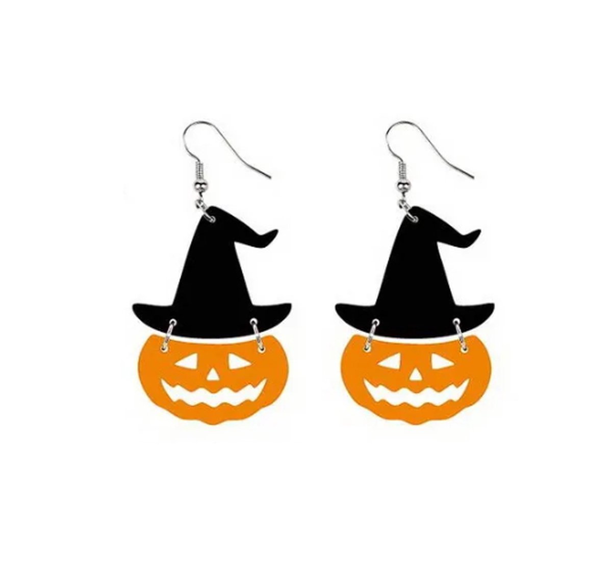 Plux Fashion Pompoen Oorbellen - Oranje - 6cm - Plastic - Heren - Dames - Sieraden - Oranje Oorbellen - Oorhangers - HipHop oorbellen - Sieraden Cadeau - Luxe Style - Duurzame Kwaliteit - Halloween - Oktoberfeest - Halloween kostuum