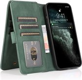 Mobiq - Zacht Leren iPhone 15 Wallet Hoesje - groen