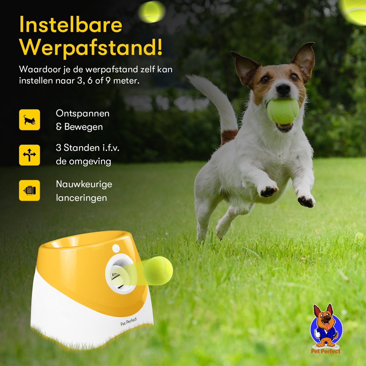 Pet Perfect Automatische Ballenwerper - Honden speelgoed - Ballenwerper voor Honden - Oplaadbaar - Incl. 6 ballen - Oranje thumbnail 6