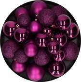 Decoris kerstballen - 30x - 4, 5 en 6 cm - kunststof - paars