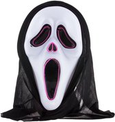 Halloween/Horror thema verkleed masker - Scream/Ghostface - volwassenen - met kap - met LED licht
