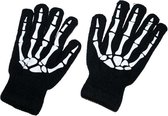 Halloween/Horror skeletten thema print verkleed handschoenen - zwart - volwassenen - one size