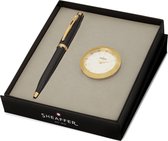 Coffret cadeau stylo à bille Sheaffer 100 - G9322 - ton or noir brillant - avec horloge de table plaquée or - SF-G2932251-1