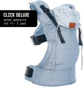 ByKay Draagzak Click Carrier Deluxe - Luxe Draagzak Draagzak Baby broekmaat 62/68 tot +/- 3jaar - Maximale Ondersteuning, Comfort & Ergonomie - Click & Go - voor Buik, Heup en Rug - Stonewashed Blue