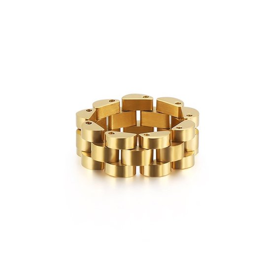 Schakel Ring | Ring Mannen | Presidente Ring | 8 mm | Staal | Goud | Schakelring Mannen | Cadeau voor Man | Pin Remover | Cadeau voor Vrouw | Vaderdag | Vaderdag Cadeau | Cadeau voor Vrouw - Soraro